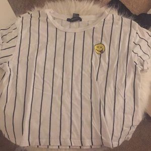 White and black striped crop top